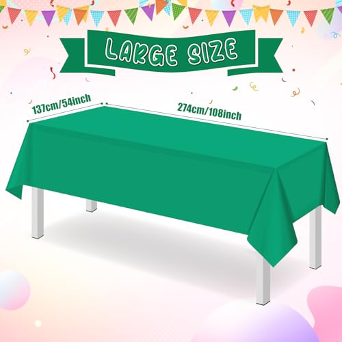 Image of 16 Pack Green Plastic Tablecloth for Rectangle Tables, Premium Decorative Green Disposable Table Cloths for Parties, Rectangle Party Table Cover for Birthday Anniversary Graduation Picnic, 54x108 Inch