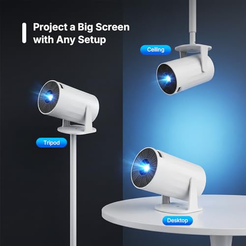 Image of Projector with Screen Mirroring & HDMI Input, Native 720P HD, 150 ANSI Brightness, Auto Keystone, Bluetooth Audio, Manual Focus, Portable Projector for Home Theater