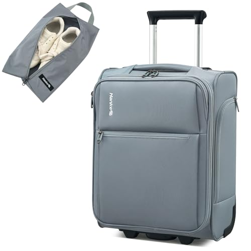 Image of Hanke Underseat Carry On Luggage with Wheels, 17 Inch Rolling Bag, Grey