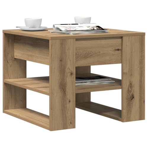 Table Basse Chêne Artisanal 55cm Bois Rangement Salon
