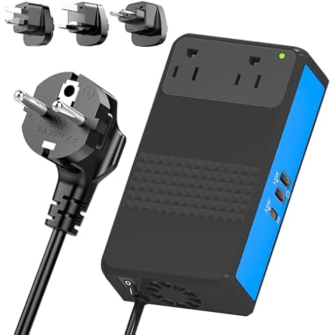 HYTED 600W Voltage Converter 220V to 110V, 3-Port GaN 33W USB-C & 15W USB-A, Pure Sine Wave, Compact, Lightweight & Advanced Safety Features, International Travel Plug Adapter US to EU/UK/AU/Asia Cover