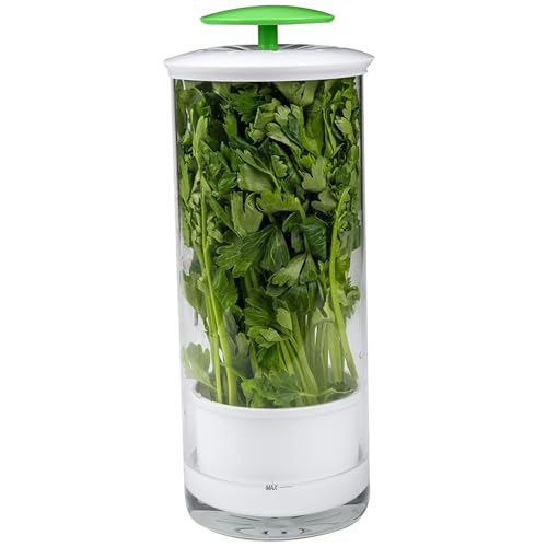 Herb Keeper and Herb Saver,Glass Storage Container with Breathable Hole,Keep Fresh Herb Storage with Handle for Cilantro, Mint, Parsley, Asparagus