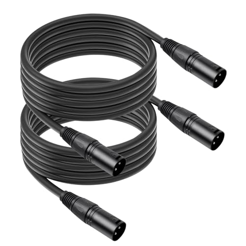 SZLliyxs 2 Pack 3 Pin XLR Male to Male Microphone Cables,15 FT,Professional Balanced Audio Cable with Oxygen-Free Copper, Gold-Plated Connectors - for Studio, Stage, PA Systems