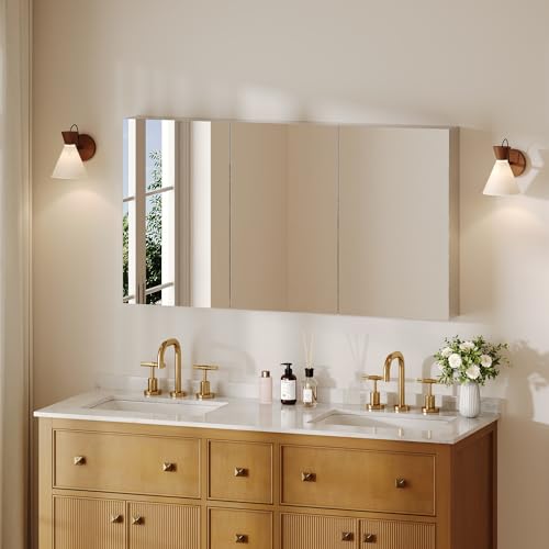 DeerValley Medicine Cabinet with Mirror, 48' W x 26' H Bathroom Mirror with Storage, 3 Doors...