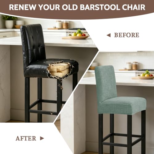 Image of FUANGUI Bar Stool Covers Set of 2, Stretch Bar Stool Seat Covers | Washable Removable Bar Chair Covers with Backs Slipcovers, Bar Chair Covers Square for Kitchen Dining Room Cafe
