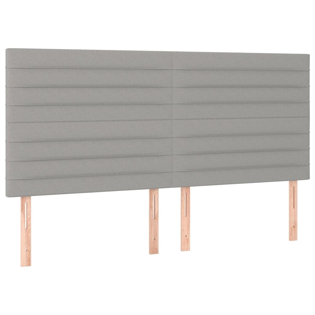 Tkanina z regulowanym zagłówkiem model 200x200 cm szary | Łóżko kontynentalne z materacem sprężynowym 200x200 cm, jasnoszare, tkanina, zagłówek regulowany, średnio twarde podparcie