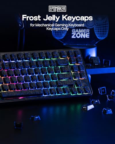 Image of EPOMAKER Frost Jelly Keycaps Set, 126 Keys Forged Carbon Fiber Keycaps | Cherry Profile, ABS+PC, MX-Style Compatible for 61 /68 /84 /87 /98 /100 /104 /108 ANSI Layout Mechanical Gaming Keyboards (Black)