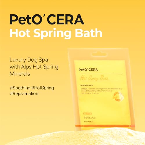 Image of PetO'Cera Hot Spring Bath for Dogs, Alps Onsen Water, Soothes Dry, Itchy, Inflamed Skin, Conditions Coat, Anti-Lick Paw Soak, Hypoallergenic, Tear-Free, No-Rinse Dog Spa, 1.05oz, Dog Grooming, 3.3 lbs