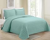 MK Collection Embossed Modern Quilt Oversized Coverlet Bedspread Set Solid Color New #Nancy (Aqua, Full/Queen)