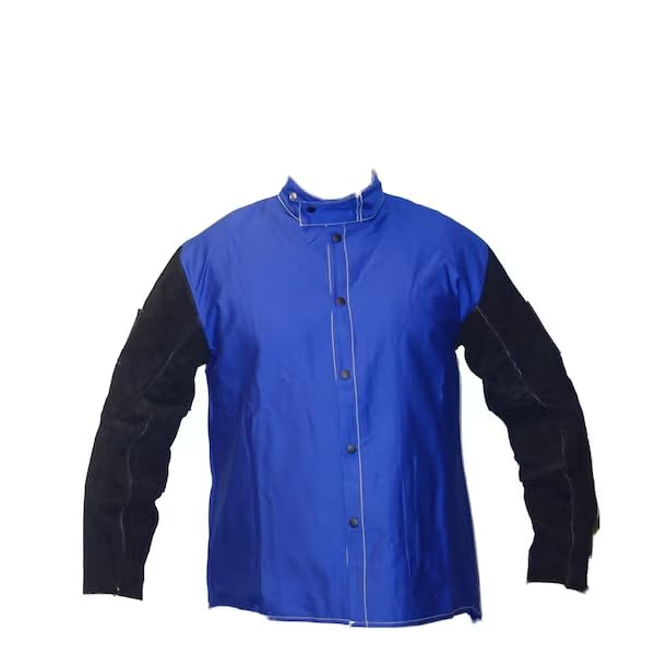 MOLLIFII Welding Jacket, FR Cotton with Leather Sleeves, 4X-Large, Mfr: PW9230XXXXL-A