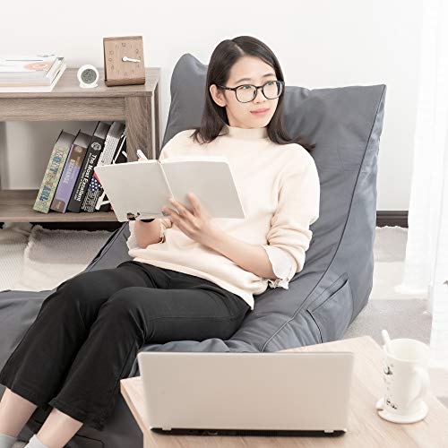 Iochow Floor Chair Indoor & Outdoor Lounger Chair: Bean Bag Chair Memory Foam Filled Bedroom Sofa With Dirt-Proof Oxford Fabric Washable Covers & Side Pocket For Teenager- Gray 2023 Upgrade #TOP3