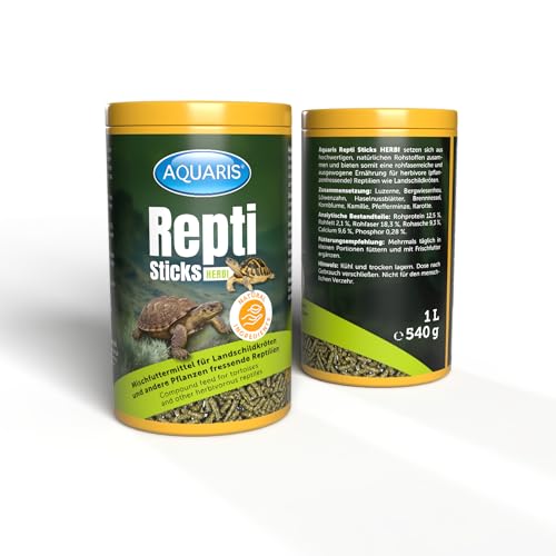 AQUARIS Repti Sticks Herbi – Comida Natural para Tortugas de Tierra y Reptiles herbívoros. Pienso Vegetal, Rico en Fibra y fácil de digerir – 1 L
