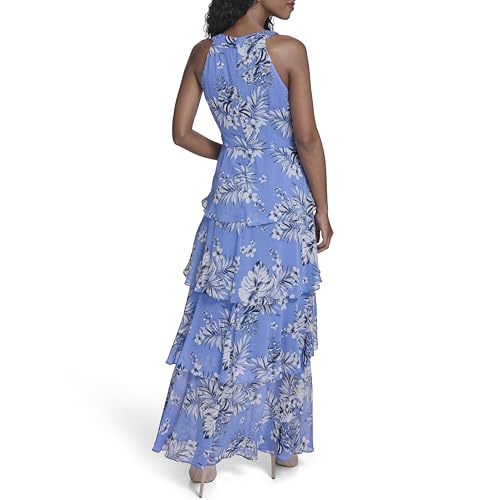 Image of Tommy Hilfiger Women's Sleeveless Halter Neck Tiered Skirt Maxi Dress