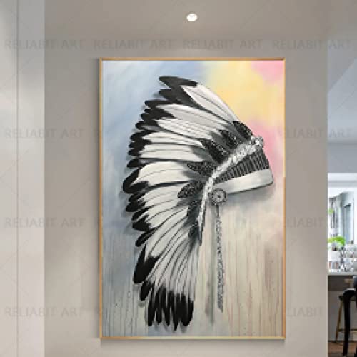 Ornement plumes abstrait en affiche rétro grand format - 4