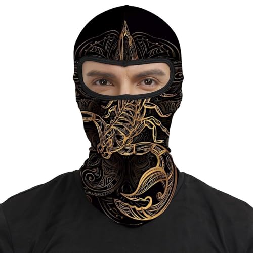 Máscara de esquí Gold Scorpion para hombre y mujer, protector de cuello resistente al viento, calentador, cubierta facial completa, gorro de cuello, máscara facial para motocicleta, bufanda de invierno para deportes al aire libre miniatura 2