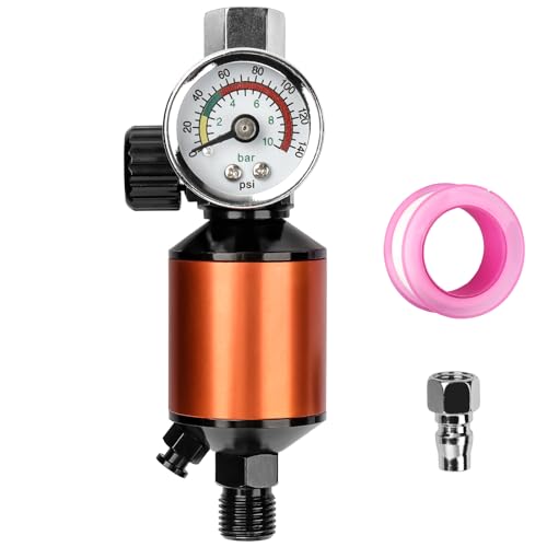 YUZES 1/4" NPT Air Compressor Filter Regulator Combo, with Drain Valve and Gauge for Paint Spary Gun (Maximum pressure 140psi)
