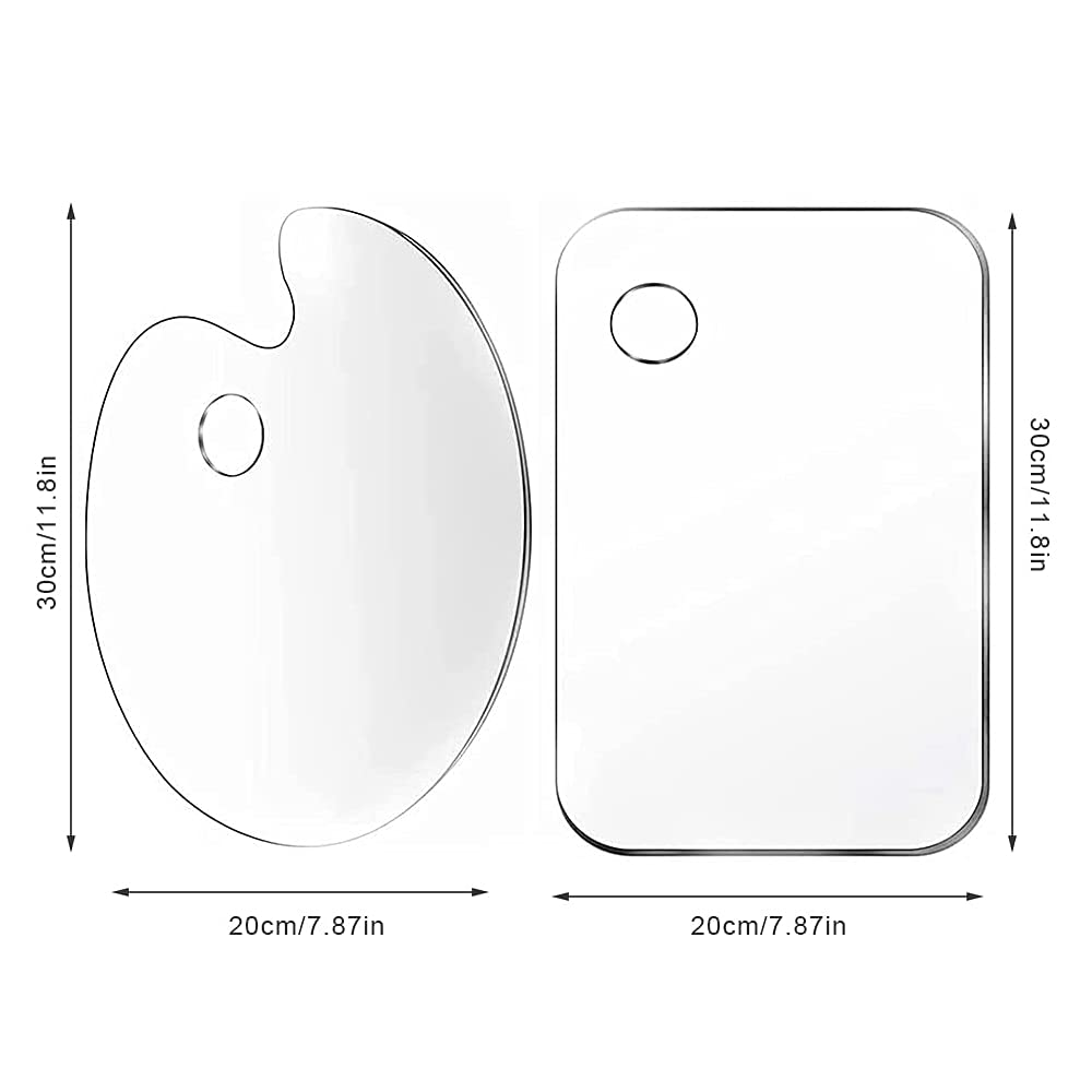 Palette De Peinture Ovale En Acrylique Transparent - 30x20 Cm - Pour Aquarelle, Acrylique, Huile - Facile à Nettoyer