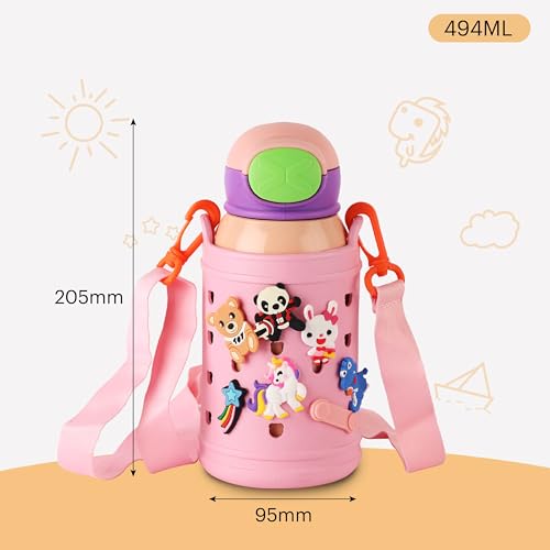 Image of Cello Joytron Kids Flask | Stainless Steel Keeps Drinks Cool or hot for an Extra Long time | Double Walled Vacuum Insulated Technology | Leak Proof lid | 550ml, Peach