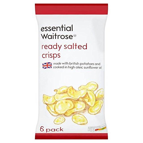 Essential Waitrose Ready Salted Crisps 25g x 6 por paquete