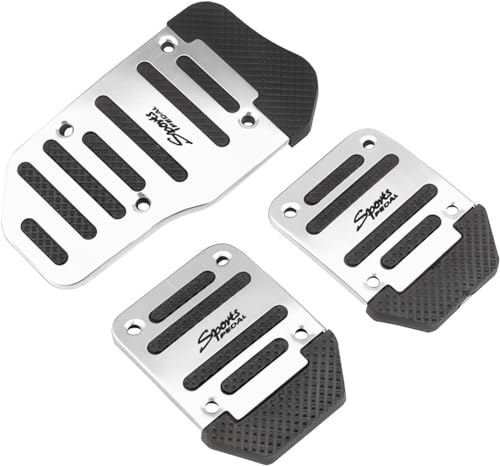CGEAMDY 3 Piezas Pedal Universal Para Coche Manual, Acelerador Freno Embrague Pedal Pad Para Coche Estilo Deportivo, Antideslizante Cubierta De Pedal Para Frenado, Embrague Y Aceleración(Plata)