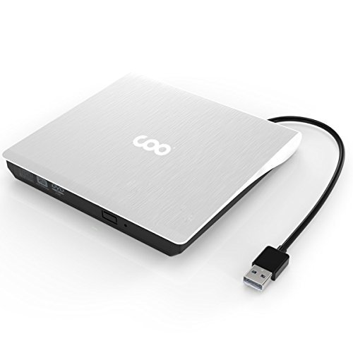 COO External CD Drive, USB 3.0 CD/DVD-RW Drive, CD-RW Rewriter Burner Protable Superdrive for High Speed Data Transfer for Laptop Notebook PC Support Windows/Vista/7/8.1/10, Mac OSX (White)