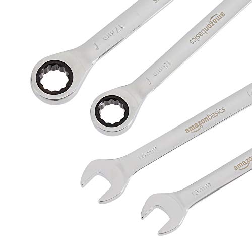 Amazon Basics Metric Ratcheting Combination Wrench Set, 7-Piece, Chrome Vanadium Steel, 72-Tooth, 8mm, 10mm, 12mm, 13mm, 14mm, 15mm, 17mm view 4