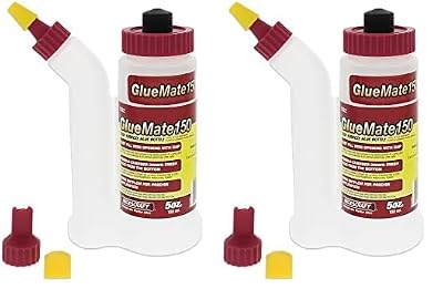 Milescraft 5222 Glue Mate 150-5oz. (150ml) Precision Wood Glue Bottle - Anti-Drip - Dowel and Biscuit Tips Included - Easy Flow Multi-Chamber Design - Ideal for Woodworking (Pack of 2)