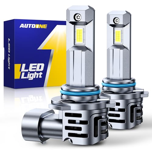 Image of AUTOONE 9006 HB4 LED Light Bulbs, 60000LM 1200% Ultra Bright, 6500K Cool White Real 1:1 Mini Halogen Size, Plug and Play with Cooling Fan, CANBUS Ready, Pack of 2