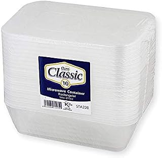 10-Pack Rectangular Plastic Food Containers with Leak-Proof Lid Covers  BPA-Free - Microwave, Fridge, and Freezer Safe  Recyclable, Washable, Meal Prep Storage Tubs - Capacity: 650ml (220z)