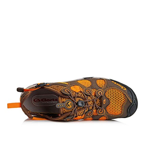 Clorts Men's Water Shoes Athletic Sport Lightweight Walking Sneaker Fisherman Sandal Brown 3H021B4