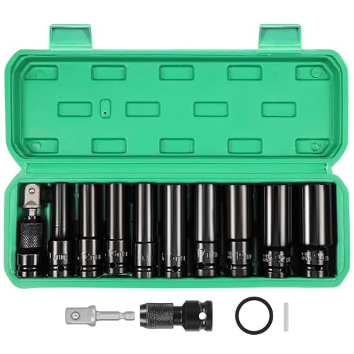 HSEAMALL Juego de Llaves de Vaso 1/2" 10-24 mm con Adaptador