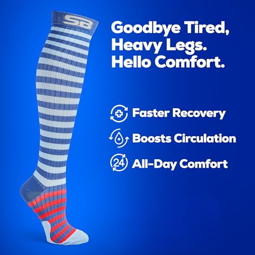 Image of SB SOX 3-Pair Compression Socks (15-20mmHg) for Men & Women - Comfortable Socks, Easy to Put On - Best Socks for Daily /Any Use, Running, Nurse, Travel