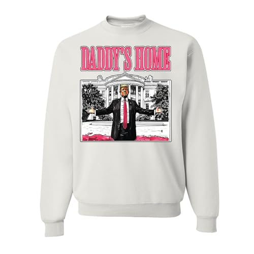 wild custom apparel Daddy's Home White House Funny Welcome Back Pink Graphic Sweater Crewneck Sweatshirt - Main Image