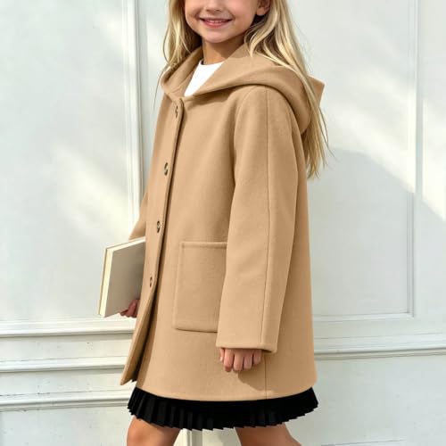 Piuwrlz Girls Hooded Button Front Pea Coat Long Winter Outerwear - image 7