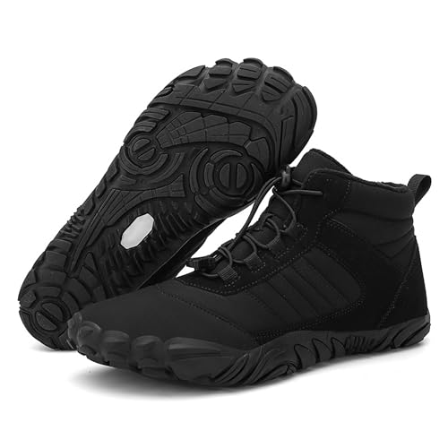 Winter Waterproof Barefoot Shoes, Unisex Zero Drop Hiking Boots, Non-Slip Wide Toe Box Walking & Running Hike
