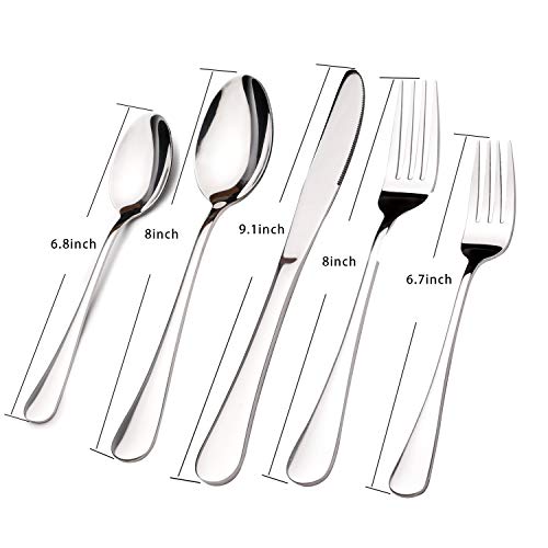 Acnusik Stainless Steel Flatware Service For 8, Utensils Cutlery Including Knife 40-Piece Silverware Set, Silver #TOP4