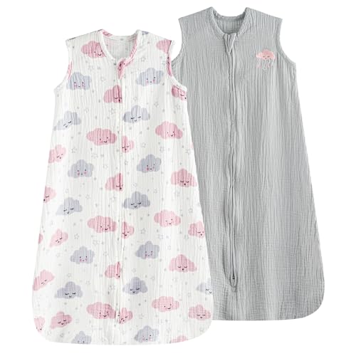 Image of PHF Soft Muslin Cotton Baby Sleep Sack 6-12 Months, 2 Pack 100% Cotton Sleeping Sack for Summer, 0.5 TOG Baby Wearable Blankets with 2-Way Zipper, Sleep Sacks for Boys Girls Newborn, Sheep