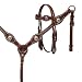 Showman Simple Plain Medium Oil Headstall and Breast Collar Set with Silver Conchos Basket Tooled Leather