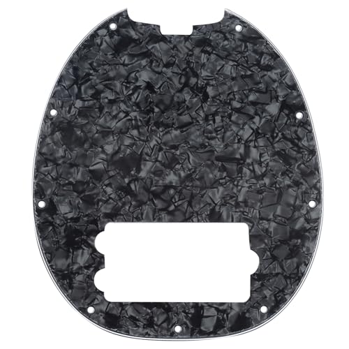 Musiclily 9 Hole Bass Pickguard for MusicMan MM StingRay 4 String Bass Guitar, 4Ply Black Pearl