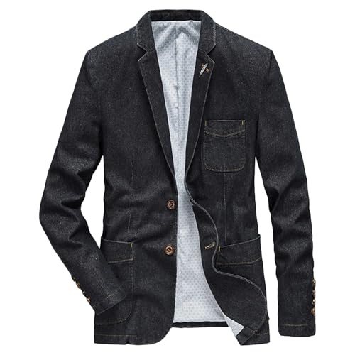Blazer en jean pour homme DGKaxiyaHM veste ajustée délavée vintage à deux boutons