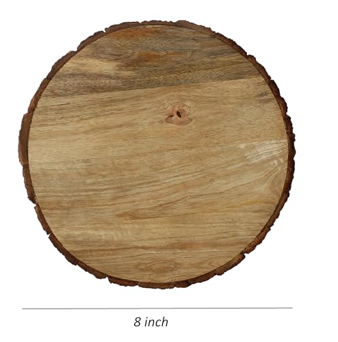Image of T one Woods Sanded Wooden Log Crafted Slices Disc Platter (8 inch)