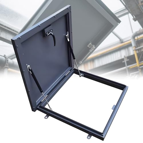 Cubierta de tragaluz de acero inoxidable con agujeros preperforados, resistente a la intemperie, ventilación de techo plano con soporte hidráulico, tamaño 700 x 700 mm y fácil de instalar