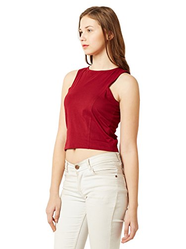 Image of Miss Chase Women's Maroon Sleeveless Crop Top
