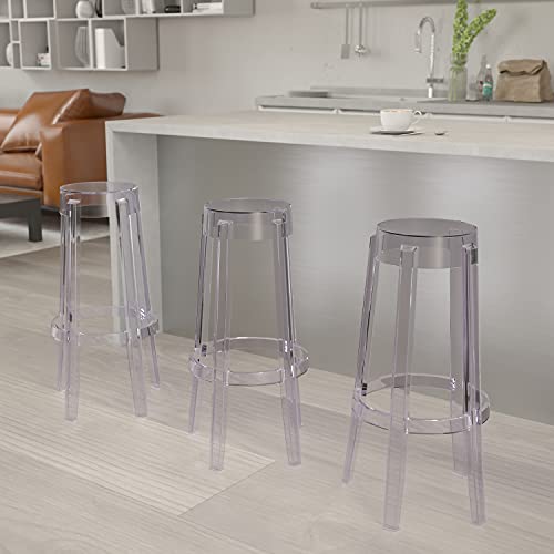 Butaco transparente de barra de Flash Furniture, altura 29,75 pulgadas, construcción duradera, para uso comercial miniatura 2