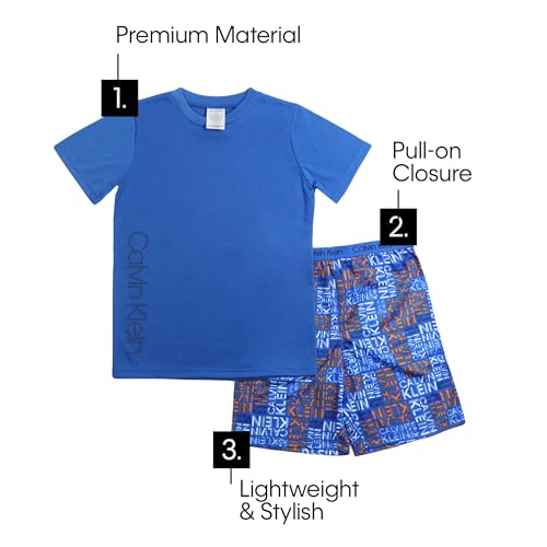 Calvin Klein Kids Boys' Short Sleeve T-Shirt and Shorts Pajama 2-piece Set, Black/Icons, X-Large by Calvin Klein - Used condition - US$27.67