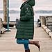 OPHPY Womens Winter Coats Long, Womens Long Puffer Coat Hooded Warm Fleece Lined Quilted Jacket Slim Fit Mid Length Thicken Winter Coats Full Zip Insulated Parka Plus Size Outerwear Army Green M