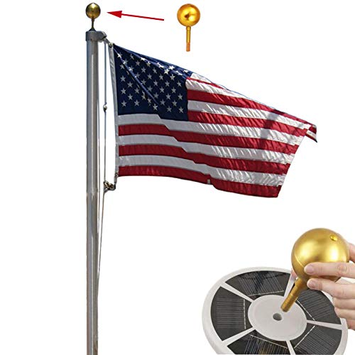 Flagpole Repair Parts Kit 50 Feet Flag Halyard Rope + 3" Flag Pole Topper Gold Ball + 4" Cleat