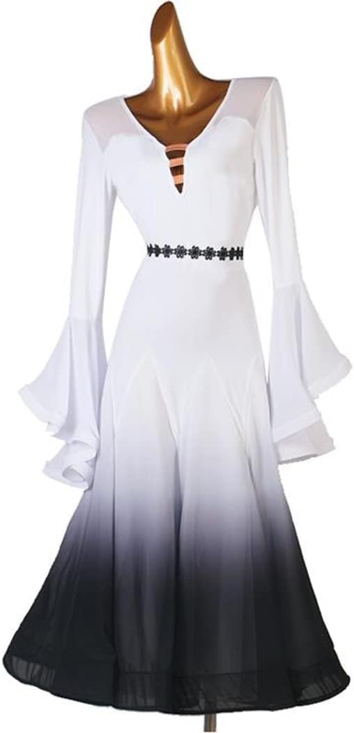 Size M /L ..V Neck Ballroom Dance Dresses for Women Waltz Competition Costumes Flamenco National Standard Performance Dress
