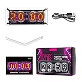 GKYQVE Orologio industriale in acrilico con design antiurto e display a 4 cifre trasparente per aree di lavoro Decors Glow Tube Clock