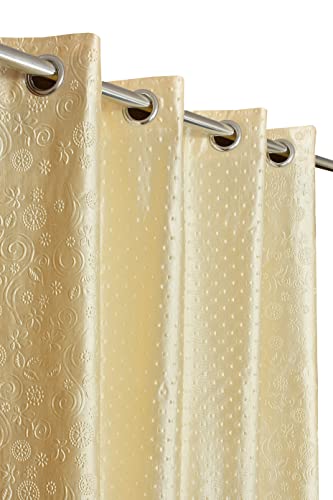 Kiara Creations Emboss Pyramid Designer Punching Curtains for Window- 5 Feet (Pack of 2) Cream